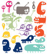 different abstract creatures - doodle illustration