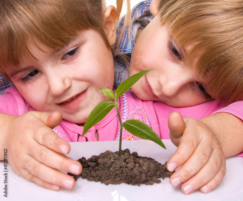 Photo: children caring for plants children caring for plants