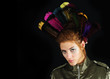 Funky girl portrait with feathers