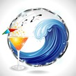 Bibita Estiva-Cocktail e Onda Mare-Drink and Ocean Wave-Vector Bibita Estiva-Cocktail e Onda Mare-Drink and Ocean Wave-Vector