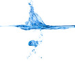 "Blue water splash isolated on white"