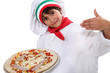 Child dressed as pizza chef