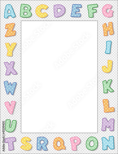 Vektor: Alphabet Frame, pastel, copy space, school, daycare, education Alphabet Frame, pastel, copy space, school, daycare, education