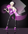 Beautiful glamour karaoke blond girl. Beautiful glamour karaoke blond girl.