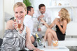 Woman holding champagne