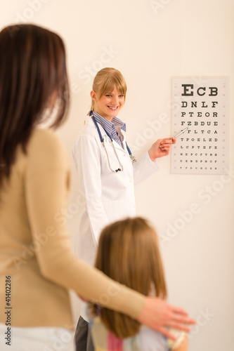 Foto: Pediatrician ophthalmologist point eye-chart Pediatrician ophthalmologist point eye-chart