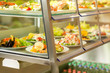 Cafeteria self service display food fresh salad