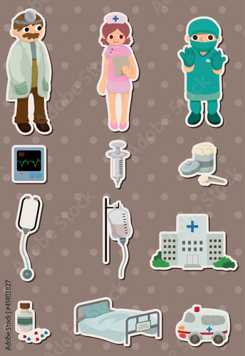Vektor: cartoon hospital stickers cartoon hospital stickers