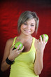 The girl and apples.
