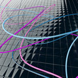 bound metal wires on a background from dark cubes bound metal wires on a background from dark cubes
