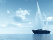 sailing vessel travelling on ocean against of blue sky sailing vessel travelling on ocean against of blue sky