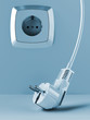 Illustration: cable and electric plug on a background with electric socket cable and electric plug on a background with electric socket