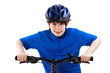 Cyclist isolated on white background