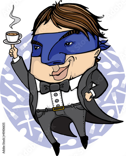 Vector: A great waiter who offers excellent service - a super waiter A great waiter who offers excellent service - a super waiter