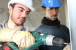 Electricians on construction site Electricians on construction site