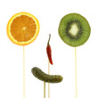 Funny food face of vegetables and fruits Funny food face of vegetables and fruits