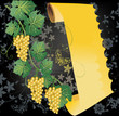 grapes and scroll on dark background