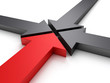 Illustration: four arrows pointing in one center direction four arrows pointing in one center direction