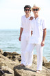 Father and son by the seaside