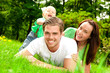 canvas print picture - familie im wald