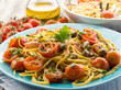 guitar spaghetti with pachino tomatoes and capers