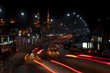 Galata bridge with car light trails