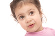 young smiling girl in pink shirt over the white background young smiling girl in pink shirt over the white background