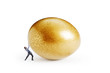 Man and golden egg isolated on white Man and golden egg isolated on white