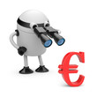 Robot looks in binocular on dollar Robot looks in binocular on dollar