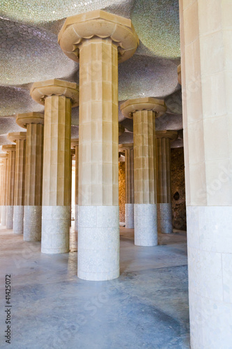 Photo: column hall of Parc Guell, Barcelona column hall of Parc Guell, Barcelona