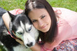 Photo: girl and her husky girl and her husky