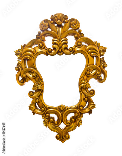 Photo: golden sculpture frame isolated with clipping path golden sculpture frame isolated with clipping path