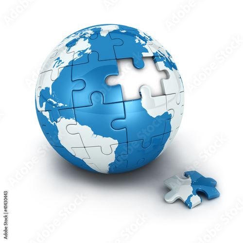 Illustration: blue earth of puzzle blue earth of puzzle