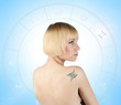 beauty portrait with gemini tattoo