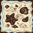 sea shells background, vector illustration