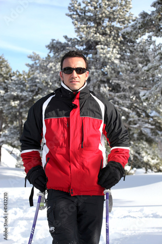 Photo: Man skiing alone Man skiing alone
