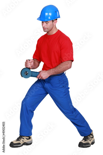 Foto: Plumber with tool isolated on white background Plumber with tool isolated on white background