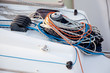 boat winches and sailboat ropes detail