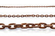 rusty old steel chain in any different size on white background
