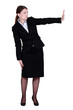 Businesswoman pushing an invisible wall