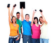 people with smartphones