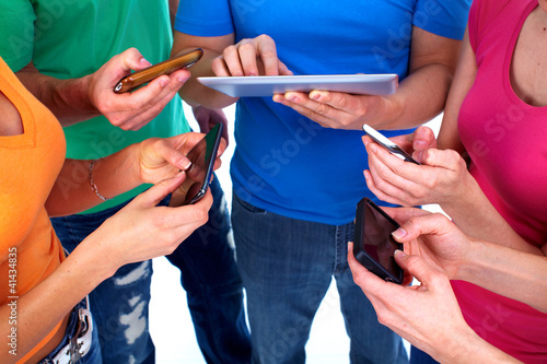 Photo: people with smartphones people with smartphones