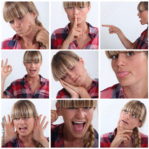 Photo: Montage of woman pulling a variety of facial expressions Montage of woman pulling a variety of facial expressions