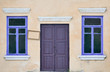 wall with door and two windows