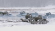 Legendary Russian Tanks T34 attack an enemy position