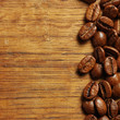 Coffee beans on wood