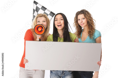 Photo: A group of young female college fans A group of young female college fans