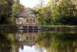summer house scene. reflection