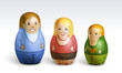 Vector illustration depicting a family of dolls