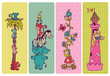 Vintage Children Banner Set - in vector